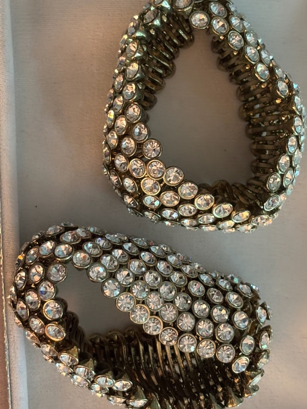 Set of 2 Crystal Rhinestone Stretch Cuff Bracelets